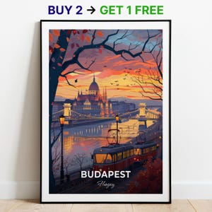 Affiche de voyage de Budapest, impression d'art mural parc de la ville, affiche de la Hongrie, impression de la ville, affiche de la ville, décoration d'intérieur, oeuvre d'art paysage urbain, affiche rétro tendance