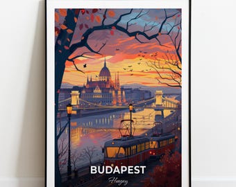 Budapest Travel Poster City Park Wall Art Print Hungary Poster City Print City Poster Home Decor Cityscape Artwork Trendy Retro Poster
