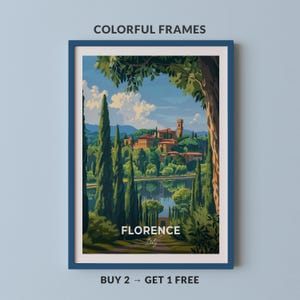 Florence Travel Poster Boboli Gardens Wall Art Print Italy Poster City Print City Poster Home Decor Cityscape Artwork Trendy Retro Poster