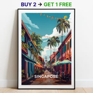 Singapur Reise Poster Little India Wand Kunst Druck Singapur Poster Stadt Druck City Poster Wohnkultur Stadtbild Kunstwerk Trendy Retro Poster