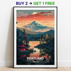 Portland Reiseposter Portland Japanese Garden Wand Kunst Druck USA Poster City Print City Poster Home Decor Stadtbild Kunstwerk
