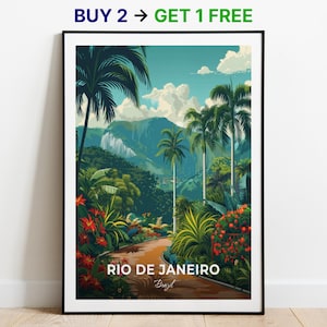 Rio De janeien Reiseposter Botanischer Garten Wand Kunst Druck Brasilien Poster City Print City Poster Wohnkultur Stadtbild Kunstwerk Wandbehang
