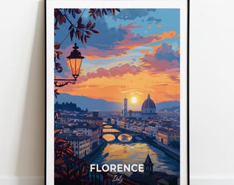 Florence Travel Poster Piazzale Michelangelo Wall Art Print Italy Poster City Print City Poster Home Decor Cityscape Artwork Art Lovers Gift