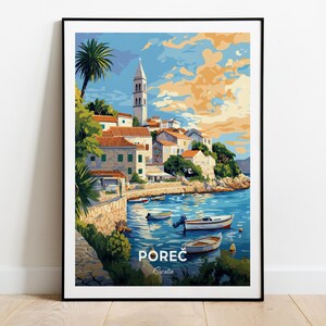 Poreè Reise Poster Wand Kunst Druck Poster Kroatien Stadt Druck City Poster Wohnkultur Stadtbild Kunstwerk Trendy Retro Plakat Kunst Liebhaber Geschenk