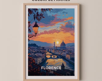Florence Travel Poster Piazzale Michelangelo Wall Art Print Italy Poster City Print City Poster Home Decor Cityscape Artwork