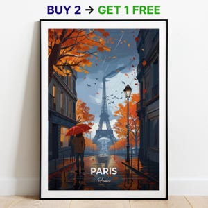 Affiche de voyage de Paris, impression d'art mural tour Eiffel, affiche de la France, impression de la ville, affiche de la ville, décoration d'intérieur, oeuvre d'art paysage urbain, affiche rétro tendance