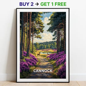 Cannock Reiseposter Cannock Chase Wall Art Print United Kingdom Poster City Print City Poster Home Decor Stadtbild Kunstwerk Kunstliebhaber Geschenk
