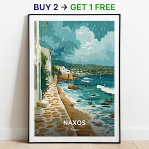 Naxos Reise Poster Agios Georgios Strand Wand Kunst Druck Griechenland Poster City Print City Poster Home Dekor Stadtbild Kunstwerk Kunst Liebhaber Geschenk