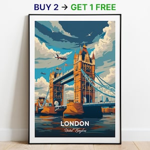 London Travel Poster Tower Bridge Wall Art Print Verenigd Koninkrijk Poster City Print City Poster Home Decor Cityscape Artwork Art Lovers Gift