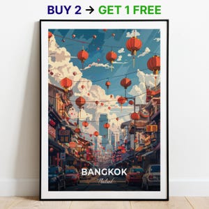 Bangkok Reise Poster Chinatown Wand Kunst Druck Thailand Poster City Print City Poster Home Dekor Stadtbild Kunstwerk Trendy Retro Poster