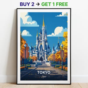 Tokyo Reiseposter Tokyo Disneyland Wand Kunst Druck Japan Poster City Print City Poster Home Dekor Stadtbild Kunstwerk Trendy Retro Poster