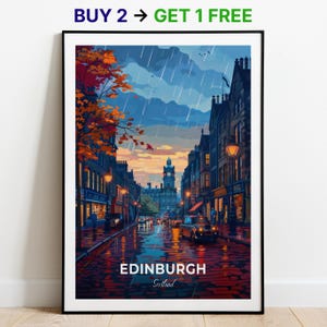 Póster de viaje de Edimburgo, impresión artística de pared de Royal Mile, póster de Escocia, impresión de ciudad, póster de ciudad, decoración del hogar, obra de arte de paisaje urbano, póster retro de moda