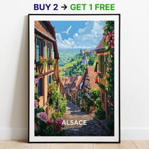 Alsace Travel Poster Wall Art Print France Poster City Print City Poster Home Decor Cityscape Artwork Trendy Retro Poster Art Lovers Gift