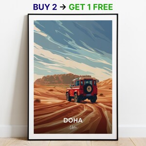 Doha Travel Poster Desert Safari Wall Art Print Qatar Poster City Print City Poster Home Decor Cityscape Artwork Trendy Retro Poster