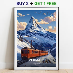 Zermatt Reiseposter Gornergrat Bahn Eisenbahn Wand Kunst Druck Schweiz Poster City Print City Poster Home Dekor Stadtbild Kunstwerk