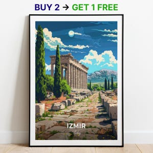 Izmir Reiseposter Agora Wand Kunst Druck Türkei Poster City Print City Poster Wohnkultur Stadtbild Kunstwerk Trendy Retro Poster Wandbehang