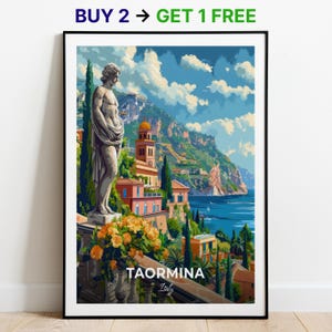 Taormina Reiseplakat Garten von Taormina Wand Kunst Italien Poster City Print City Poster Home Dekor Stadtbild Kunstwerk