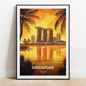 Singapur Reiseplakat Marina Bay Sands Wand Kunst Druck Singapur Poster Stadt Druck Stadt Poster Wohnkultur Stadtbild Kunstwerk Kunstliebhaber Geschenk