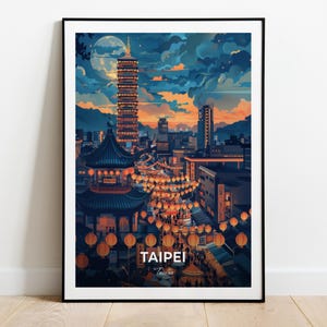 Taipei Reiseposter Shilin Nachtmarkt Wand Kunst Druck Taiwan Poster City Print City Poster Wohnkultur Stadtbild Kunstwerk Kunstliebhaber Geschenk