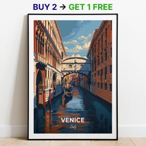 Affiche de voyage de Venise, impression d'art mural, impression d'art mural, affiche de l'Italie, impression de la ville, affiche de la ville, décoration d'intérieur, oeuvre d'art paysage urbain, affiche rétro tendance