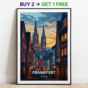 Frankfurt Reiseposter Frankfurter Dom Wand Kunst Druck Deutschland Poster Stadt Print City Poster Wohnkultur Stadtbild Kunstwerk Wandbehang