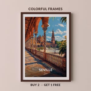 Seville Travel Poster Plaza De España Wall Art Print Spain Poster City Print City Poster Home Decor Cityscape Artwork Trendy Retro Poster
