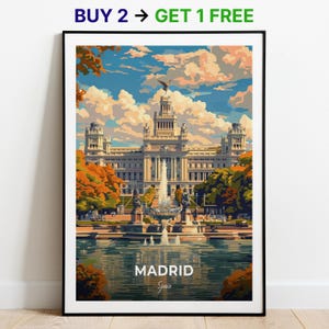 Madrid Reise Poster Cibeles Palast Wand Kunst Druck Spanien Poster Stadt Print City Poster Wohnkultur Stadtbild Kunstwerk Trendy Retro Poster