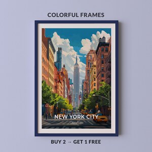 Affiche de voyage de la ville de New York, impression d'art mural Manhattan, affiche des États-Unis, impression de la ville, affiche de la ville, décoration d'intérieur, oeuvre d'art paysage urbain