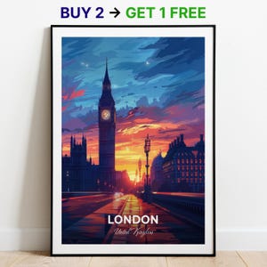 London Reiseposter Big Ben Wand Kunst Druck United Kingdom Poster City Print City Poster Home Decor Stadtbild Kunstwerk Trendy Retro Poster