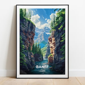 Banff Reiseposter Johnston Canyon Wand Kunst Druck Kanada Poster City Print City Poster Wohnkultur Stadtbild Kunstwerk Trendy Retro Poster