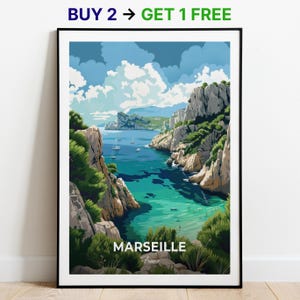 Marseille Reiseposter Calanques Nationalpark Wand Kunst Druck Frankreich Poster City Print City Poster Home Decor Stadtbild Kunstwerk