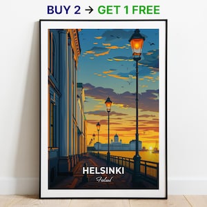 Póster de viaje de Helsinki, impresión artística de pared de la Plaza del Senado, póster de Finlandia, impresión de ciudad, póster de ciudad, decoración del hogar, obra de arte de paisaje urbano, póster retro de moda