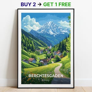 Berchtesgaden Travel Poster Wall Art Print Germany Poster City Print City Poster Home Decor Cityscape Artwork Trendy Retro Poster