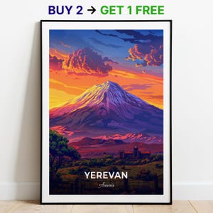 Eriwan Reiseposter Ararat Bergblick von Eriwan Wandkunst Armenien Plakat Stadt Print City Poster Wohnkultur Stadtbild Kunstwerk