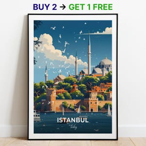 Istanbul Reiseposter Topkapi Palast Wand Kunst Druck Türkei Poster City Print City Poster Wohnkultur Stadtbild Kunstwerk Trendy Retro Poster