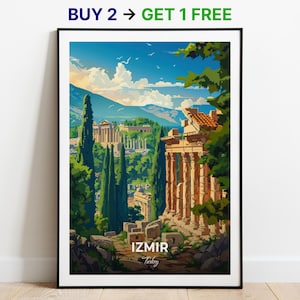 Izmir Travel Poster Ephesus Ancient City Wall Art Print Turkey Poster City Print City Poster Home Decor Cityscape Artwork Art Lovers Gift