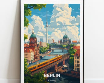 Berlin Travel Poster Berlin Wall Wall Art Print Germany Poster City Print City Poster Home Decor Cityscape Artwork Trendy Retro Poster