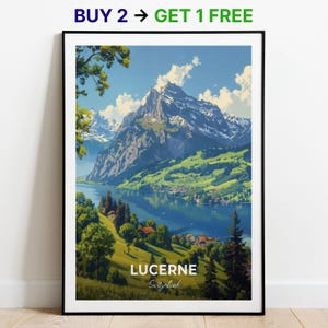 Luzern Reiseposter Pilatus Berg Wand Kunst Druck Schweiz Poster City Print City Poster Home Dekor Stadtbild Kunstwerk Kunst Liebhaber Geschenk