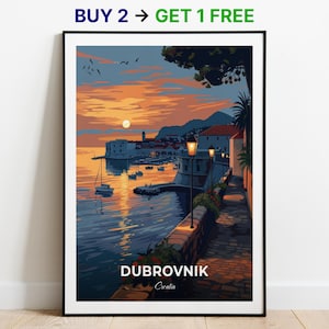 dubrovnik Reise-Poster Stapeltor Wand Kunst Druck Poster Kroatien Stadt Druck City Poster Home Dekor Stadtbild Kunstwerk Trendy Retro Poster