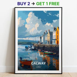 Affiche de voyage de Galway, impression d'art mural musée de la ville de Galway, impression d'art Irlande, impression de la ville, affiche de la ville, décoration d'intérieur, oeuvre d'art paysage urbain, cadeau pour les amateurs d'art
