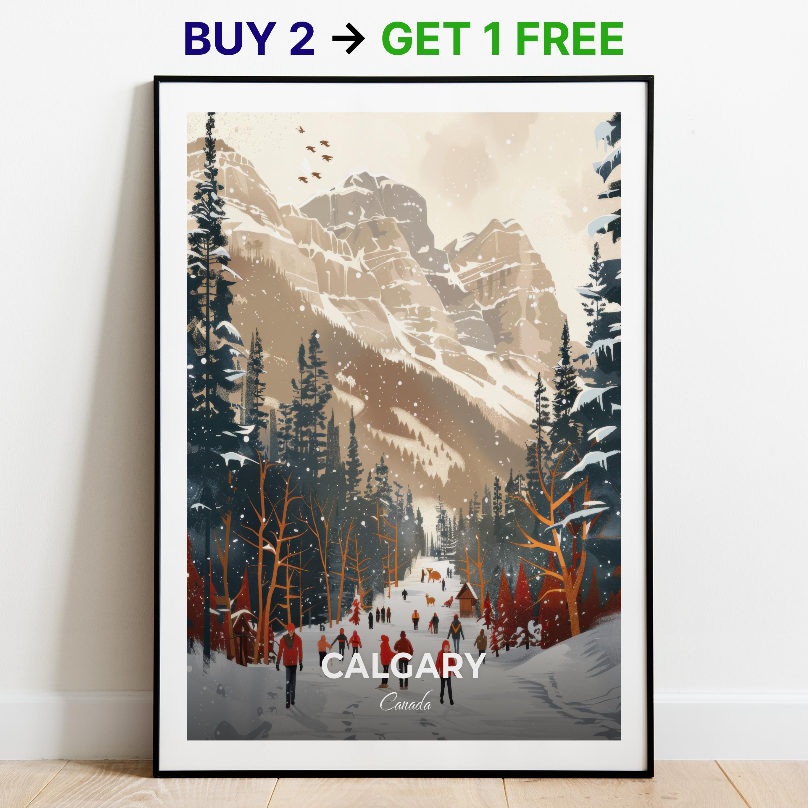 Calgary Travel Poster Calgary Zoo Wall Art Print Canada Poster City Print City Poster Home Decor Cityscape Artwork Trendy Retro Poster