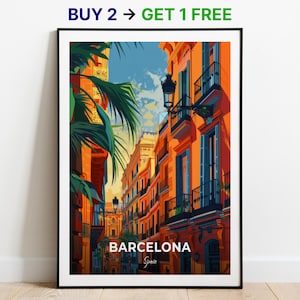 Barcelona Reiseposter Picasso Museum Wand Kunst Druck Spanien Poster City Print City Poster Home Dekor Stadtbild Kunstwerk Trendy Retro Poster
