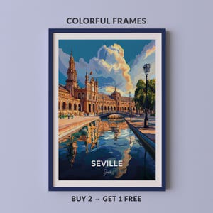 Seville Travel Poster Plaza De España Wall Art Print Spain Poster City Print City Poster Home Decor Cityscape Artwork Trendy Retro Poster