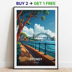 Sydney Reiseposter Hafen Brücke Wand Kunst Druck Australien Poster City Print City Poster Wohnkultur Stadtbild Kunstwerk Trendy Retro Poster