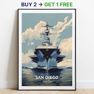 San Diego Reiseplakat Uss Midway Museum Wand Kunst Druck USA Poster City Print City Poster Home Dekor Stadtbild Kunstwerk