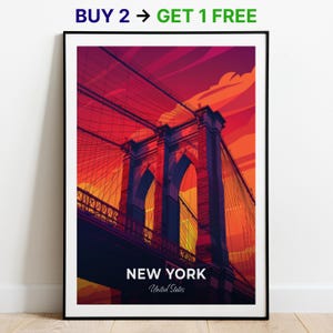 New York Reiseplakat Brooklyn Bridge Wand Kunst Druck USA Poster City Print City Poster Wohnkultur Stadtbild Kunstwerk Wandbehang