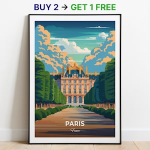 Paris Reiseposter Versailles Palace Wand Kunst Druck Frankreich Poster City Print City Poster Home Decor Stadtbild Kunstwerk Trendy Retro Poster