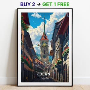 Bern Reiseposter Zytglogge Wand Kunst Druck Schweiz Poster City Print City Poster Home Dekor Stadtbild Kunstwerk Trendy Retro Poster