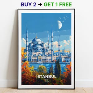Istanbul Reise Poster Blaue Moschee Wand Kunst Druck Türkei Poster City Print City Poster Wohnkultur Stadtbild Kunstwerk Trendy Retro Poster