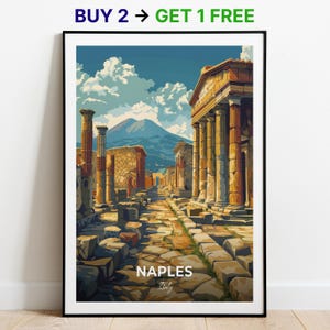 Neapel Reise Poster Pompeji Wand Kunst Druck Italien Poster City Print City Poster Home Dekor Stadtbild Kunstwerk Trendy Retro Poster